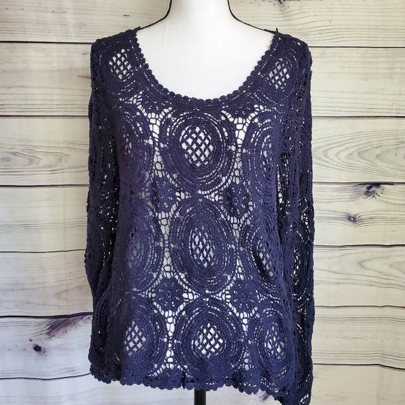 navy crochet top